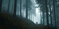 Misty Forest Path Eerie Woodscape for Backgrounds and Design Royalty Free Stock Photo