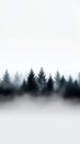 Misty forest silhouette against pale sky in tranquil landscape Royalty Free Stock Photo