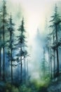 The Misty Forest: A Tranquil, Deep Scene of a Foggy River and City Beams Looks Like a Tree Silhouette Opening Casc