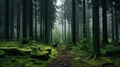 Misty Forest Walkway: A Photo-realistic Landscape Inspired By Karl Gerstner And Andreas Rocha