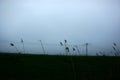 Misty gloomy landscape cloudy sky field Royalty Free Stock Photo