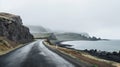 Misty Gothic Landscape Scenic View Of Iceland\'s Coastal Road