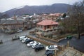 Misty January morning in the old city Sheki . Azerbaijan Republic Royalty Free Stock Photo