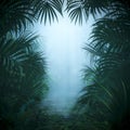 Misty jungle nature frame Royalty Free Stock Photo