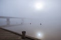Misty lake landscape