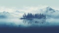 Misty Island: A Serene Adventure In Dark Indigo And Aquamarine