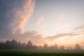 Misty meadow at dawn Royalty Free Stock Photo