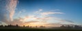 Misty meadow at dawn panorama Royalty Free Stock Photo