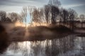 Misty morning lake Royalty Free Stock Photo