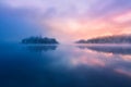Misty morning in lake Bled Royalty Free Stock Photo