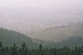 Misty morning mountain view - vintage film look