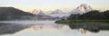 Misty Morning on Oxbow Bend in Grand Teton National Park Royalty Free Stock Photo