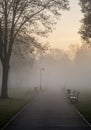 Misty Morning Park Path Sunrise Royalty Free Stock Photo