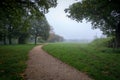 Misty morning on river bank Royalty Free Stock Photo