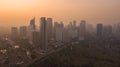 Misty morning with skyscrapers in Jakarta Royalty Free Stock Photo