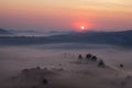 Misty morning sunrise in Khao Takhian Ngo View Point at Khao-kho Phetchabun,Thailand