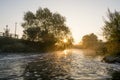 Misty Morning Sunrise Over The River Dearne Royalty Free Stock Photo