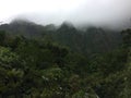 Misty Mountain Cliffs Near Hanakapiai Falls Along NaPali Coast On Kauai Island, Hawaii.