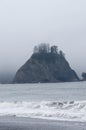 Misty Mountain with Forest on the seashore at Rialto Beach. Olympic National Park, WA