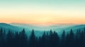 Misty Mountain Forest Sunset Landscape Royalty Free Stock Photo
