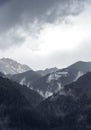 Misty Mountain Landscape with Cloudy Sky Royalty Free Stock Photo