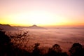 Misty mountain in the morning time