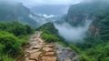 Misty Mountain Path at Dawn