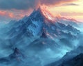 Misty mountain range at dawn