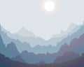 Misty mountain silhouette landscape background design vector illustration