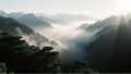 Misty Mountain Valley at Dawn Royalty Free Stock Photo