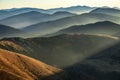 Misty mountains silhouettes in the morning Royalty Free Stock Photo