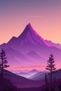 Misty mountains at sunset in purple tone, vertical composition Royalty Free Stock Photo