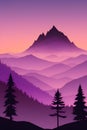 Misty mountains at sunset in purple tone, vertical composition Royalty Free Stock Photo