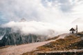 Misty mountains in Tre Cime di Lavaredo, Dolomites, Italy Royalty Free Stock Photo