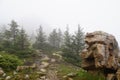 Misty and mysterious forest. The Mountain ` Zyuratkul.` Ural. Autumn