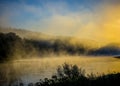 misty river at dawn Royalty Free Stock Photo