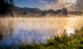 Misty river at dawn Royalty Free Stock Photo