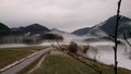 Misty road in Jachenau, Bavaria