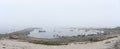 Misty rocky seashore