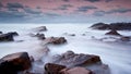 Misty sea and rocks