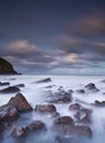 Misty sea and rocks