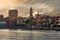 Misty skyline on romantic italian riviera Rapallo village Tigullio Gulf Genova Liguria Italy Royalty Free Stock Photo