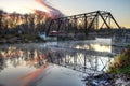 Misty Speed River at Black Bridge at Sunrise