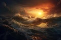 Misty Stormy sea morning. Generate Ai Royalty Free Stock Photo