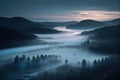 Misty summer mountain hills landscape Royalty Free Stock Photo