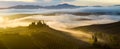 Misty, sunny morning in Tuscany Royalty Free Stock Photo