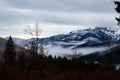 Misty Sunrise Landscape Mountains Trees Forest Hills Valley Morning Spitzingsee Germany