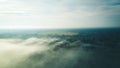 Misty sunrise over countryside path Aerial view Latvia Royalty Free Stock Photo