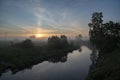 Misty sunrise on a river Royalty Free Stock Photo