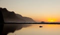 Misty sunset on Na Pali coastline